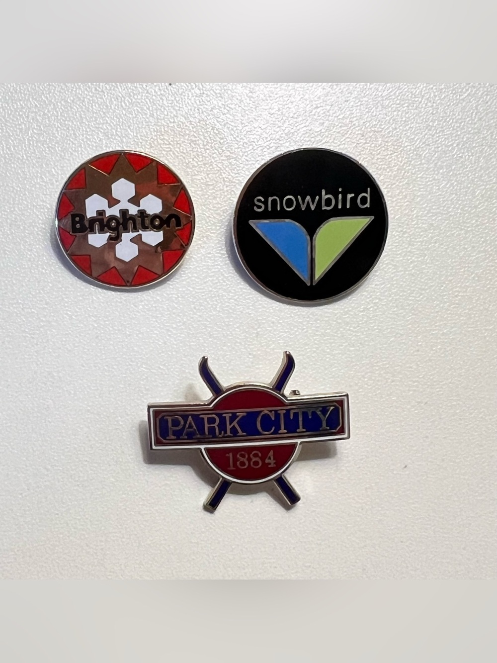 Vintage Utah Ski Pin Lot (3) - Park City, Snowbird, Brighton